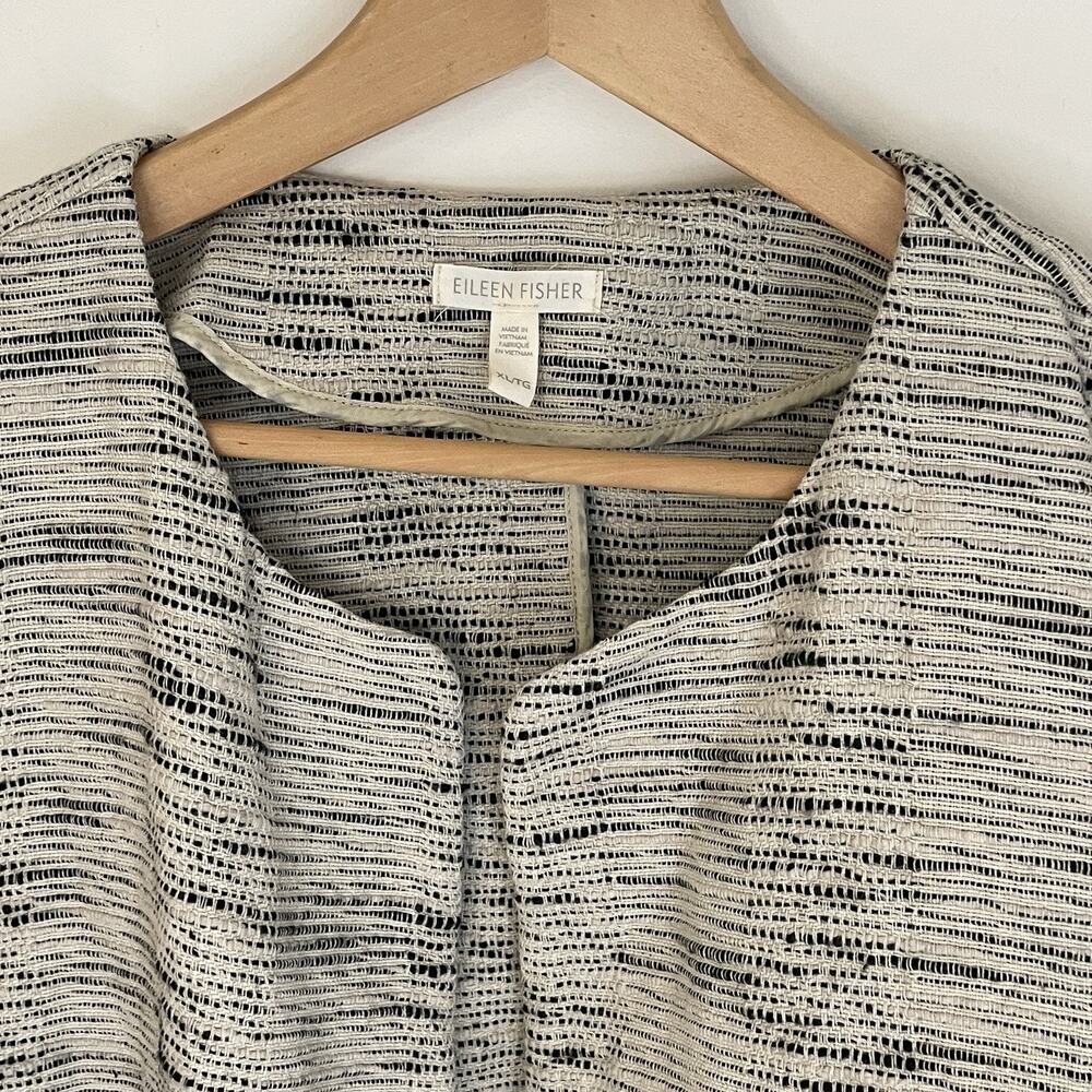 Eileen Fisher Open Blazer Jacket Womens XL Artsy Cotton Textured Heather Tweed - Picture 4 of 15